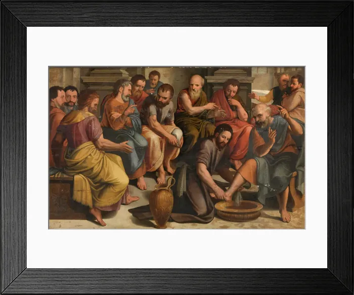 Framed Print : Christ Washing the Feet of the Apostles, 1560. Creator: Lambert van Noort Framed Print : Christ Washing the Feet of the Apostles, 1560. Creator: Lambert van Noort