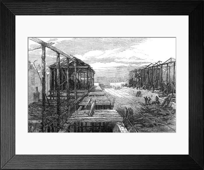 Framed Print : Scene of the fire at Kentish-Town Station, 1872. Creator: Unknown Framed Print : Scene of the fire at Kentish-Town Station, 1872. Creator: Unknown