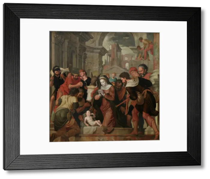 Framed Print : The Adoration of the Shepherds, 1555. Creator: Lambert van Noort Framed Print : The Adoration of the Shepherds, 1555. Creator: Lambert van Noort