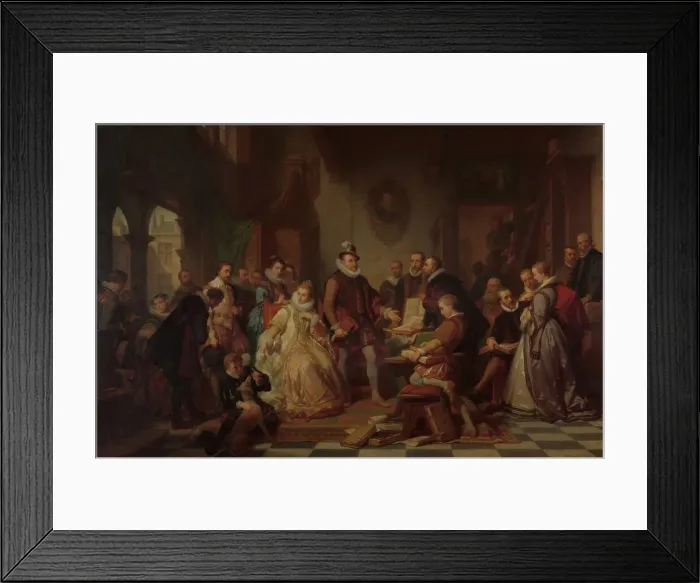 Framed Print : The Archdukes Albert and Isabella Visit the Printer Plantin, c1600s, (c1860s.) Creator: Nicaise de Keyser Framed Print : The Archdukes Albert and Isabella Visit the Printer Plantin, c1600s, (c1860s.) Creator: Nicaise de Keyser