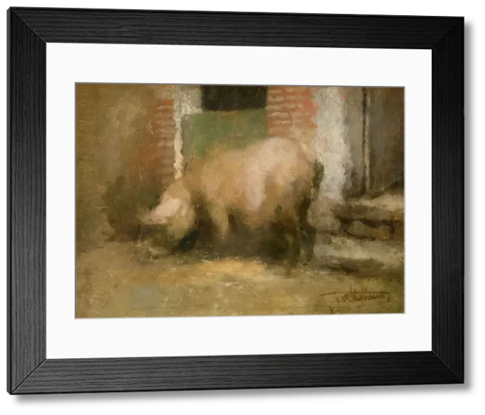 Framed Print : The Sow, c1860-1900. Creator: Jan Stobbaerts Framed Print : The Sow, c1860-1900. Creator: Jan Stobbaerts