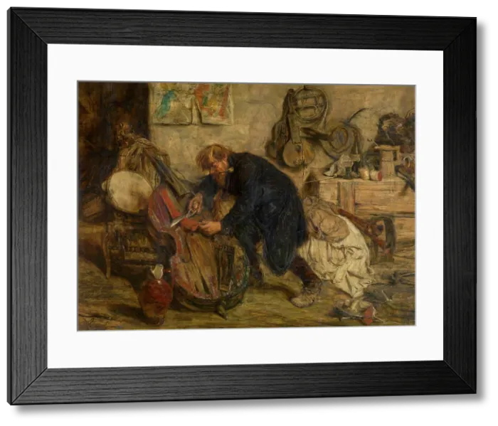 Framed Print : Violin Maker, 1878. Creator: Willem Linnig II Framed Print : Violin Maker, 1878. Creator: Willem Linnig II