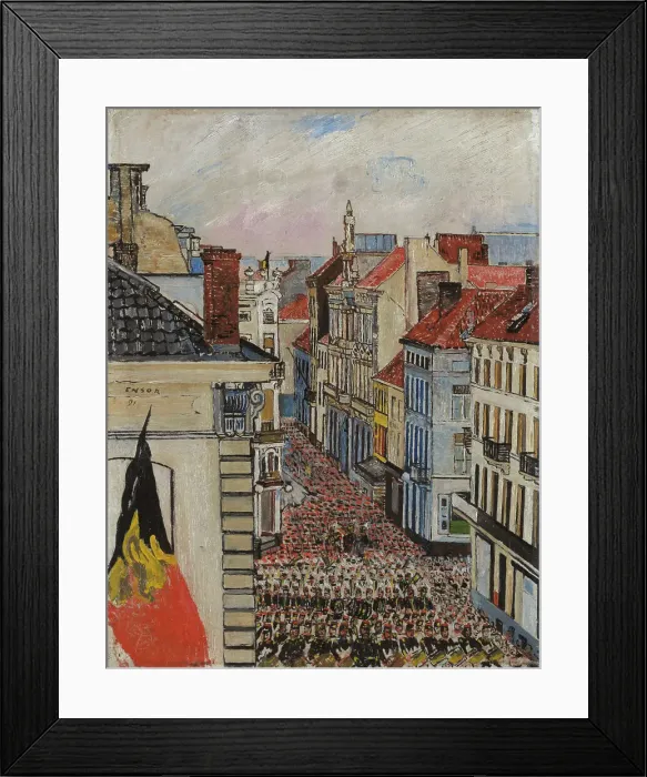 Framed Print : Music in Vlaanderenstraat, 1891. Creator: James Ensor Framed Print : Music in Vlaanderenstraat, 1891. Creator: James Ensor