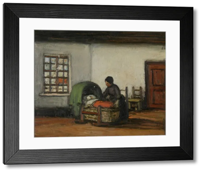 Framed Print : Interior with Cradle, c1900-1920. Creator: Jakob Smits Framed Print : Interior with Cradle, c1900-1920. Creator: Jakob Smits