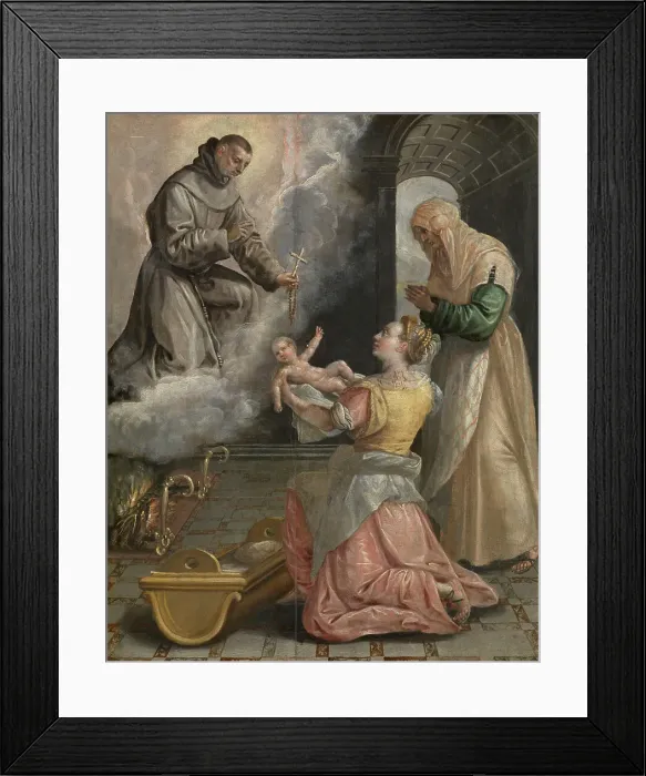 Framed Print : Saint Didacus Brings the Stillborn Girl to Life, c1560-1600. Creator: Martin de Vos Framed Print : Saint Didacus Brings the Stillborn Girl to Life, c1560-1600. Creator: Martin de Vos