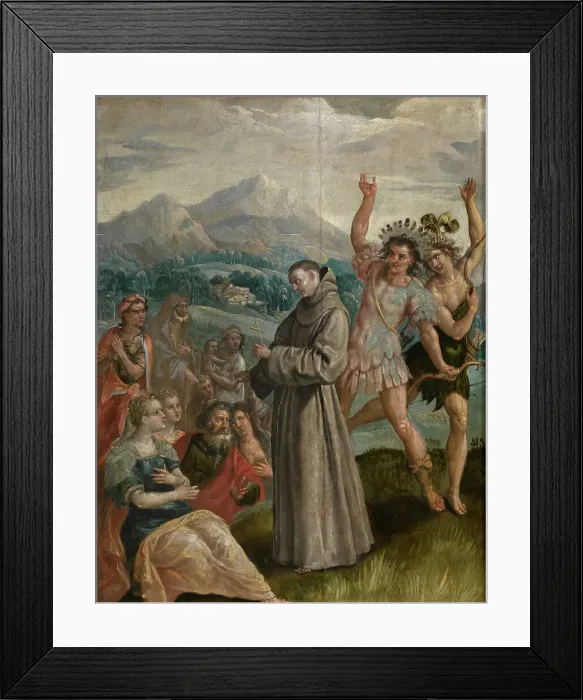 Framed Print : Saint Didacus Preaches in the Canary Islands, c1560-1600. Creator: Martin de Vos Framed Print : Saint Didacus Preaches in the Canary Islands, c1560-1600. Creator: Martin de Vos