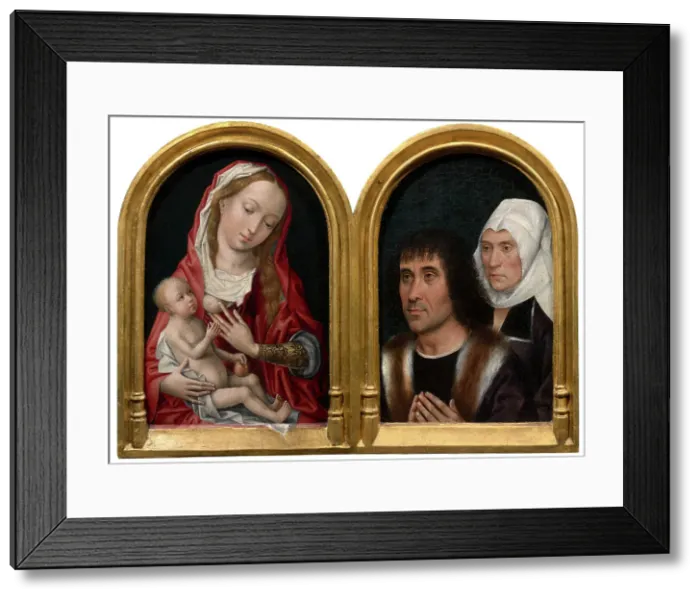 Framed Print : Madonna with Two Donors, 4th quarter 15th century. Creator: Anon Framed Print : Madonna with Two Donors, 4th quarter 15th century. Creator: Anon