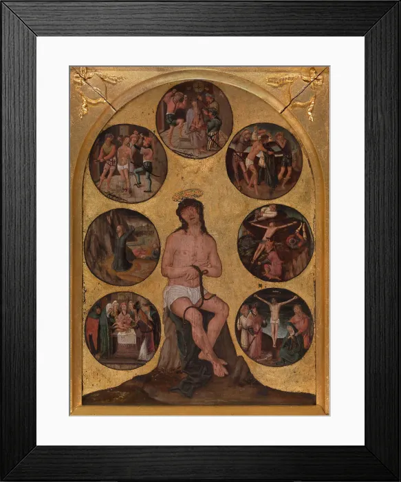 Framed Print : Christ Sitting on the Cold Stone and other Scenes of the Passion, 1st quarter 16th century. Creator: Anon Framed Print : Christ Sitting on the Cold Stone and other Scenes of the Passion, 1st quarter 16th century. Creator: Anon