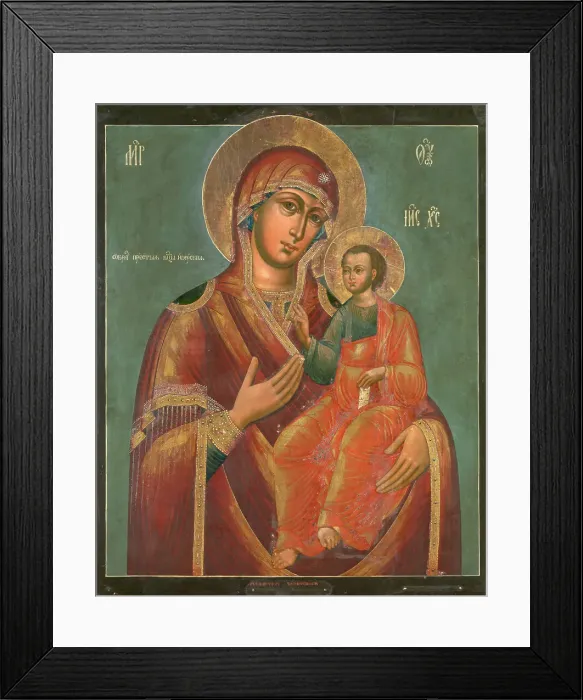 Framed Print : Mother of God from Iviron, 18th century. Creator: Anon Framed Print : Mother of God from Iviron, 18th century. Creator: Anon