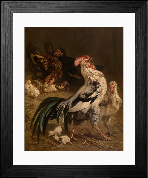Framed Print : The King of the Poultry Yard, 1857. Creator: Charles Verlat Framed Print : The King of the Poultry Yard, 1857. Creator: Charles Verlat