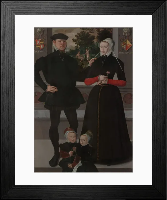 Framed Print : Thomas Gerritszn Doesburch and Claesje Hendricksdr Roeclaes with their Daughters, 1559. Creator: Anon Framed Print : Thomas Gerritszn Doesburch and Claesje Hendricksdr Roeclaes with their Daughters, 1559. Creator: Anon
