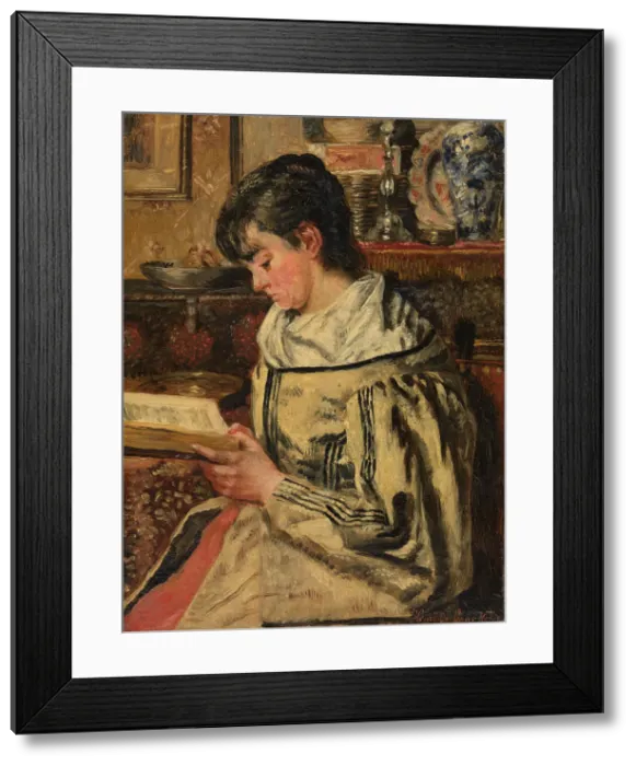 Framed Print : Woman Reading, 1881-1885. Creator: Henri Jean Augustin de Braekeleer Framed Print : Woman Reading, 1881-1885. Creator: Henri Jean Augustin de Braekeleer