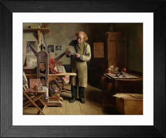 Framed Print : The Plate Printer, 1875. Creator: Henri Jean Augustin de Braekeleer