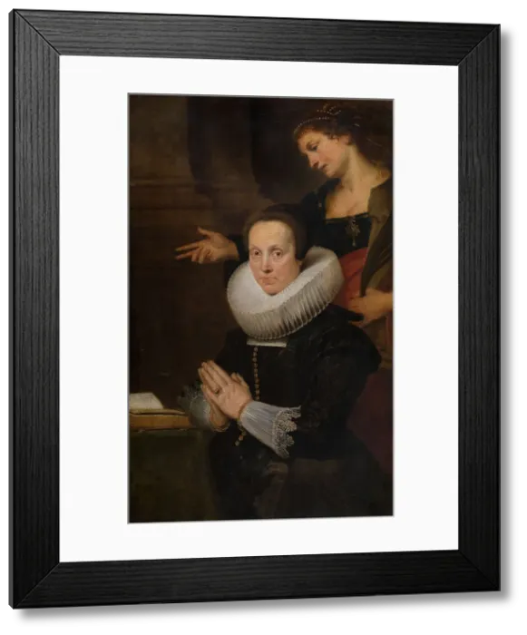 Framed Print : Barbara Kegeleers and Saint Barbara, 1620. Creator: Cornelis de Vos Framed Print : Barbara Kegeleers and Saint Barbara, 1620. Creator: Cornelis de Vos