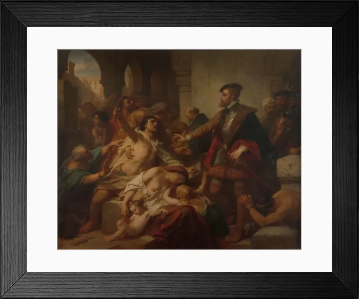 Framed Print : Charles V Frees the Slaves in Tunis, 1873. Creator: Nicaise de Keyser Framed Print : Charles V Frees the Slaves in Tunis, 1873. Creator: Nicaise de Keyser