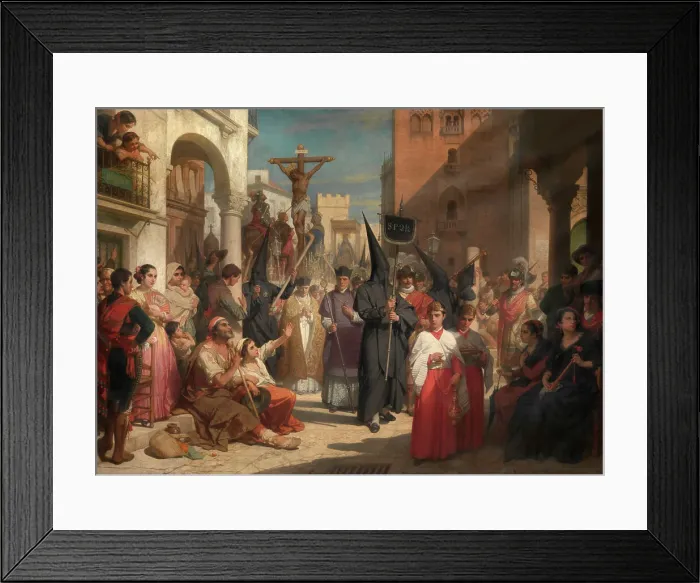 Framed Print : Good Friday Procession in Seville, 1885. Creator: Nicaise de Keyser Framed Print : Good Friday Procession in Seville, 1885. Creator: Nicaise de Keyser