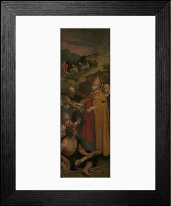 Framed Print : Saint Eligius of Noyon Assists the Lame and Buries the Dead, 1588. Creator: Ambrosius Francken I Framed Print : Saint Eligius of Noyon Assists the Lame and Buries the Dead, 1588. Creator: Ambrosius Francken I