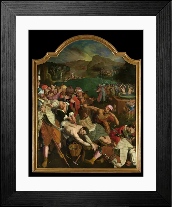 Framed Print : The Martyrdom of Saint Crispin and Saint Crispinian, c1570-1590s. Creator: Ambrosius Francken I Framed Print : The Martyrdom of Saint Crispin and Saint Crispinian, c1570-1590s. Creator: Ambrosius Francken I