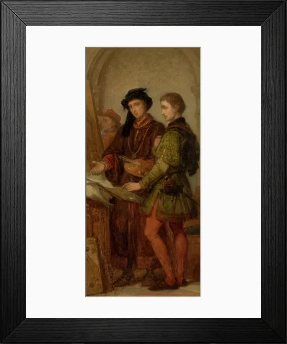 Framed Print : The Painters Jan van Eyck and Rogier van der Weyden, (c1420s). c1860s.. Creator: Nicaise de Keyser Framed Print : The Painters Jan van Eyck and Rogier van der Weyden, (c1420s). c1860s.. Creator: Nicaise de Keyser