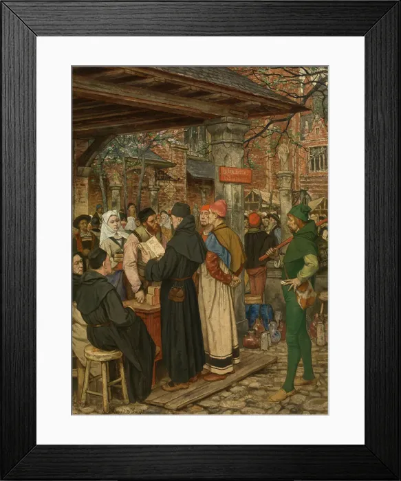 Framed Print : Jan Brito, Inventor of Printing in Bruges, 1893. Creator: Albrecht De Vriendt Framed Print : Jan Brito, Inventor of Printing in Bruges, 1893. Creator: Albrecht De Vriendt