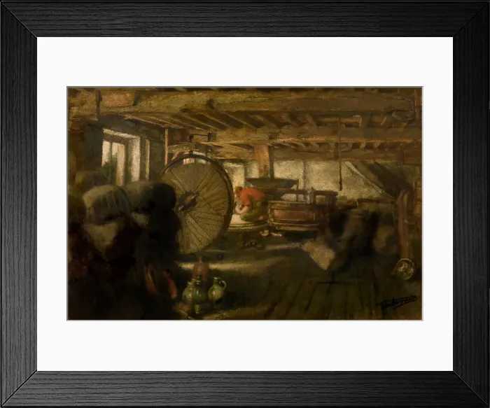 Framed Print : Interior of a Mill, c1860-1900. Creator: Jan Stobbaerts Framed Print : Interior of a Mill, c1860-1900. Creator: Jan Stobbaerts