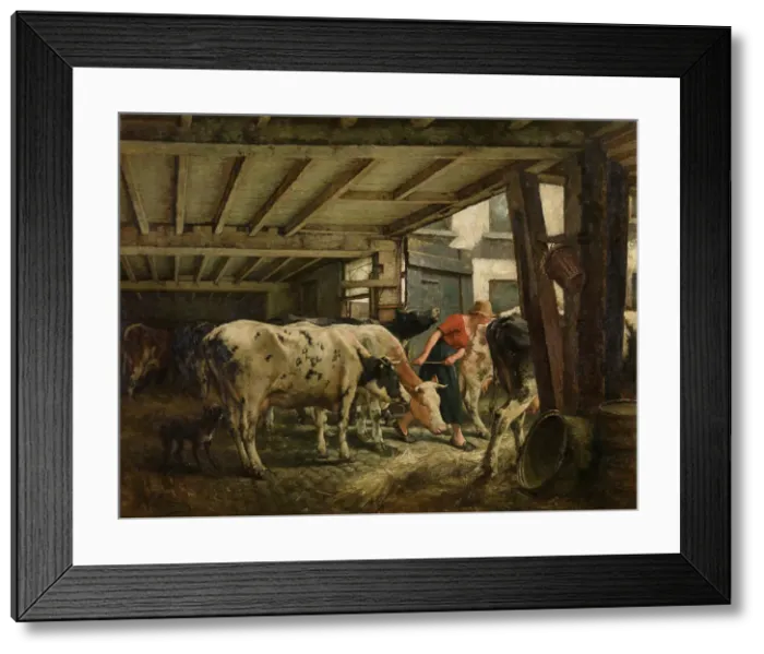 Framed Print : Leaving the Stable, c1860-1900. Creator: Jan Stobbaerts Framed Print : Leaving the Stable, c1860-1900. Creator: Jan Stobbaerts