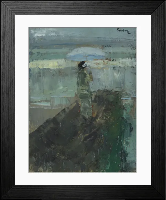 Framed Print : Lady at the Breakwater, 1880. Creator: James Ensor Framed Print : Lady at the Breakwater, 1880. Creator: James Ensor
