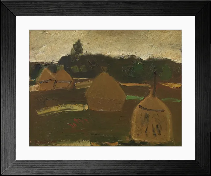 Framed Print : Haystacks, 1942. Creator: Gustave De Smet Framed Print : Haystacks, 1942. Creator: Gustave De Smet