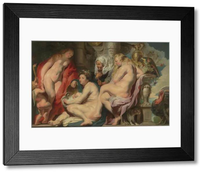 Framed Print : The Daughters of Cecrops Finding the Child Erichthonius, 1617. Creator: Jacob Jordaens I Framed Print : The Daughters of Cecrops Finding the Child Erichthonius, 1617. Creator: Jacob Jordaens I