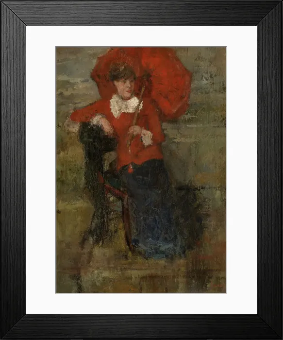 Framed Print : Lady with Red Parasol, 1880. Creator: James Ensor Framed Print : Lady with Red Parasol, 1880. Creator: James Ensor