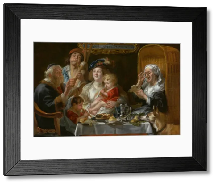 Framed Print : As the Old Sang, So Pipe the Young, 1638. Creator: Jacob Jordaens I Framed Print : As the Old Sang, So Pipe the Young, 1638. Creator: Jacob Jordaens I