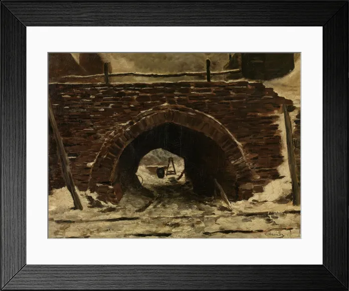 Framed Print : An Old Bridge, c1860-1900. Creator: Constantin Emile Meunier Framed Print : An Old Bridge, c1860-1900. Creator: Constantin Emile Meunier
