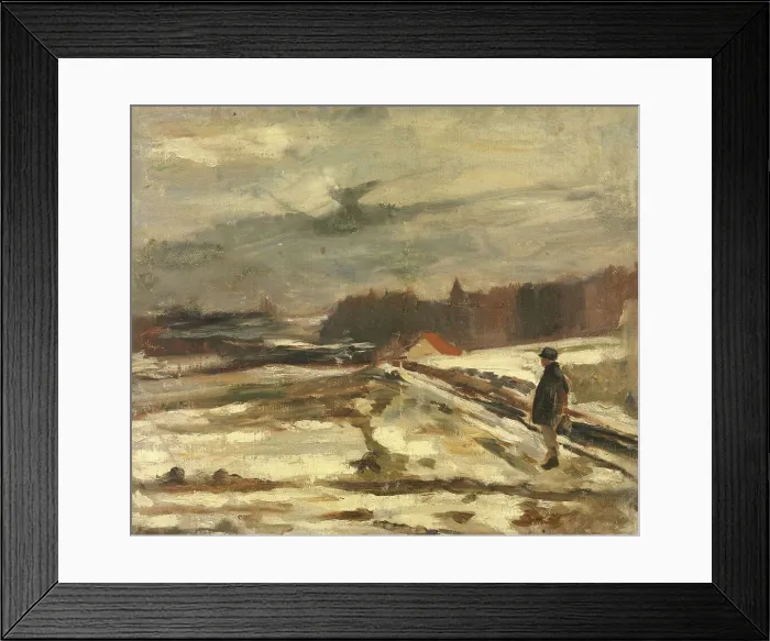Framed Print : Pupil in the Snow, c1860-1900. Creator: Constantin Emile Meunier Framed Print : Pupil in the Snow, c1860-1900. Creator: Constantin Emile Meunier