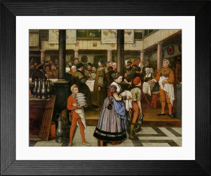 Framed Print : Frans Floris Attending a Banquet of the Guild of Saint Luke, c1540s, 1853. Creator: Jan August Hendrik Leys Framed Print : Frans Floris Attending a Banquet of the Guild of Saint Luke, c1540s, 1853. Creator: Jan August Hendrik Leys