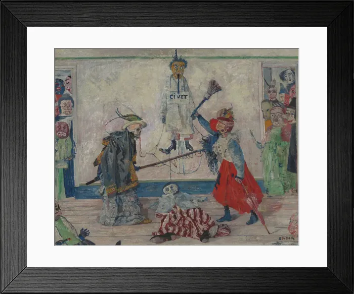 Framed Print : Skeletons Fighting over the Body of a Hanged Man, 1891. Creator: James Ensor Framed Print : Skeletons Fighting over the Body of a Hanged Man, 1891. Creator: James Ensor