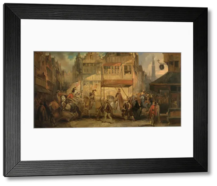 Framed Print : The Joyous Entry of the Duke of Anjou into Antwerp, 1840. Creator: Jan August Hendrik Leys Framed Print : The Joyous Entry of the Duke of Anjou into Antwerp, 1840. Creator: Jan August Hendrik Leys