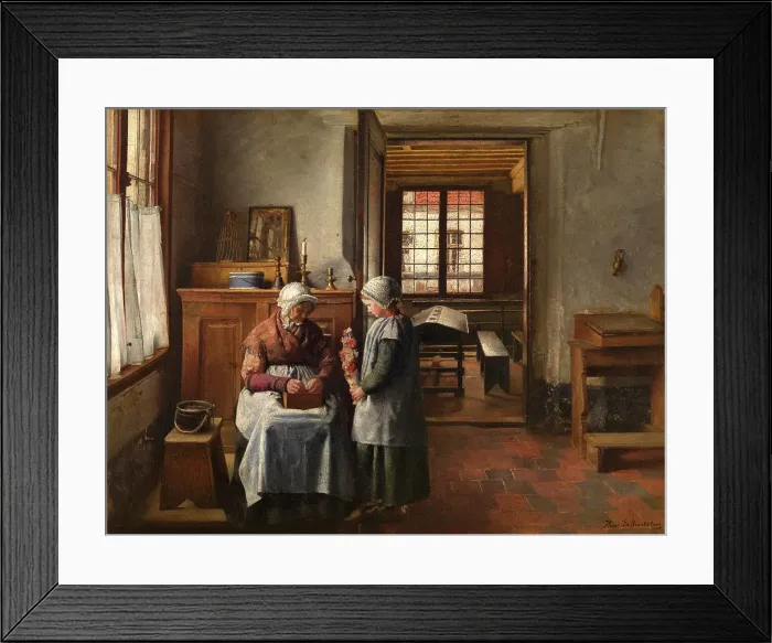 Framed Print : Grandmother's Feast, 1873. Creator: Henri Jean Augustin de Braekeleer Framed Print : Grandmother's Feast, 1873. Creator: Henri Jean Augustin de Braekeleer