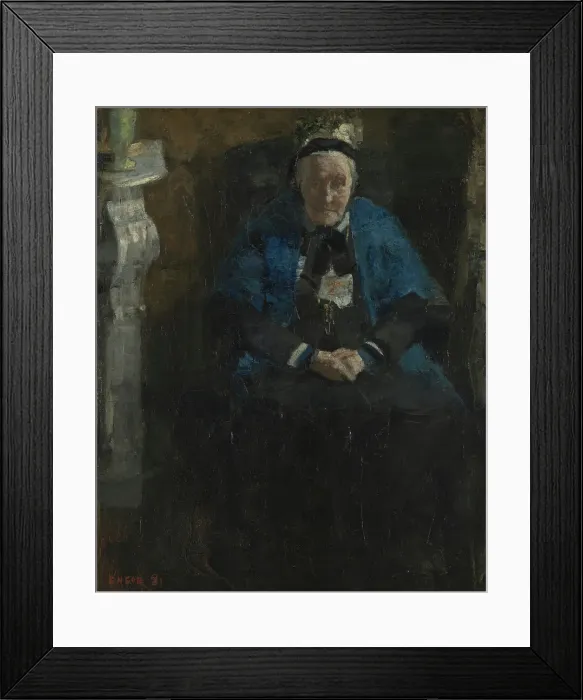 Framed Print : Woman with Blue Shawl, 1881. Creator: James Ensor Framed Print : Woman with Blue Shawl, 1881. Creator: James Ensor