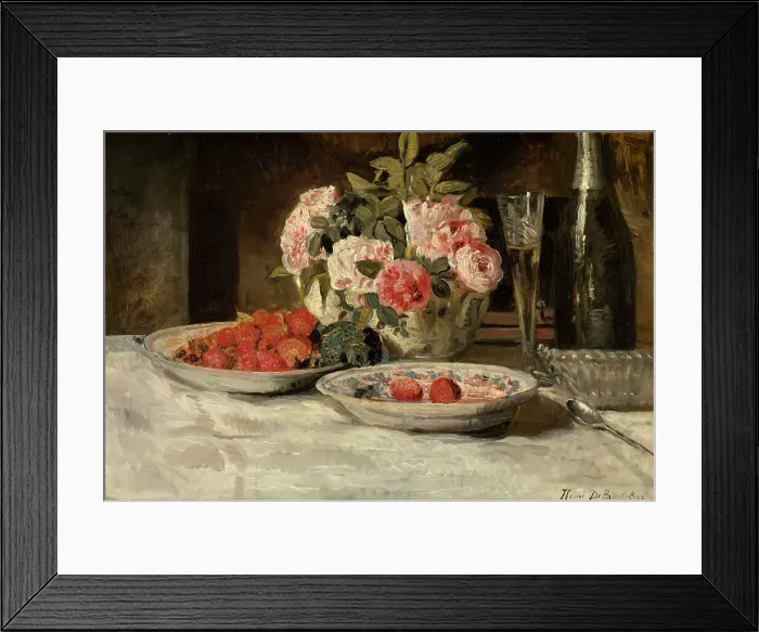 Framed Print : Strawberries and Champagne, 1881-1885. Creator: Henri Jean Augustin de Braekeleer Framed Print : Strawberries and Champagne, 1881-1885. Creator: Henri Jean Augustin de Braekeleer