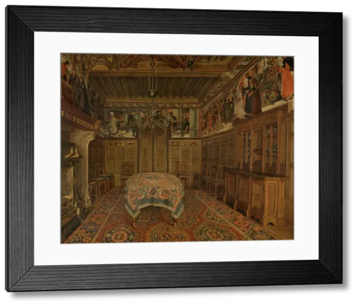 Framed Print : The Dining Room at the Home of the Artist Henri Leys, 1869. Creator: Henri Jean Augustin de Braekeleer Framed Print : The Dining Room at the Home of the Artist Henri Leys, 1869. Creator: Henri Jean Augustin de Braekeleer