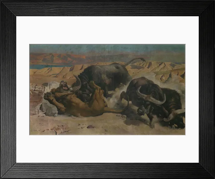 Framed Print : Defending the Herd, 1878. Creator: Charles Verlat Framed Print : Defending the Herd, 1878. Creator: Charles Verlat