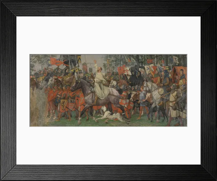 Framed Print : The Victorious Return of Bruges Citizens from the Battle of the Golden Spurs, 1893-1900. Creator: Albrecht De Vriendt Framed Print : The Victorious Return of Bruges Citizens from the Battle of the Golden Spurs, 1893-1900. Creator: Albrecht De Vriendt