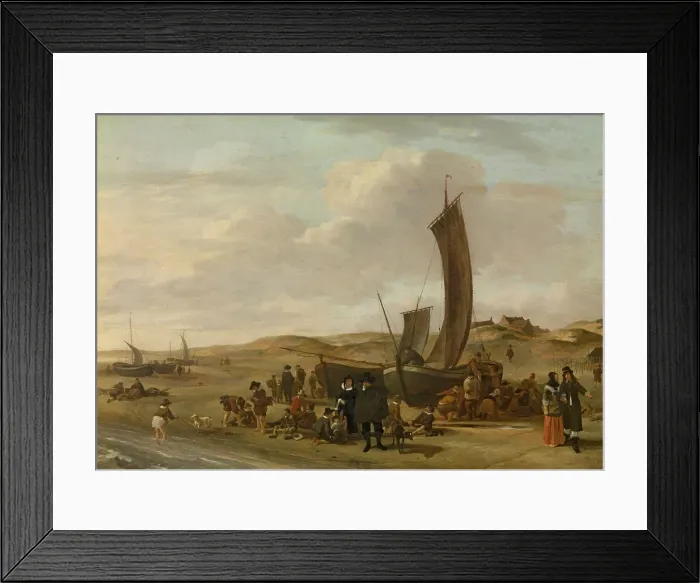 Framed Print : The Beach at Scheveningen, late 17th century. Creator: Cornelis Beelt Framed Print : The Beach at Scheveningen, late 17th century. Creator: Cornelis Beelt