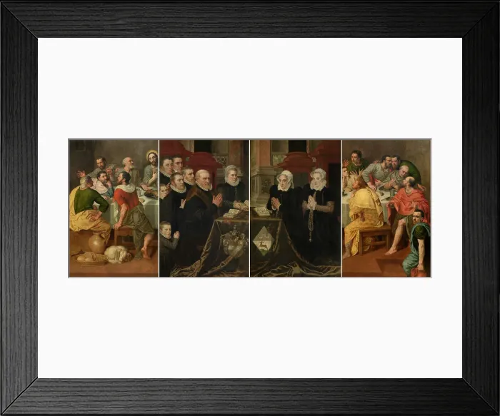 Framed Print : Calvary and the Family of Gillis de Smidt and Maria de Deckere, 1575. Creator: Adriaen Thomasz Key Framed Print : Calvary and the Family of Gillis de Smidt and Maria de Deckere, 1575. Creator: Adriaen Thomasz Key