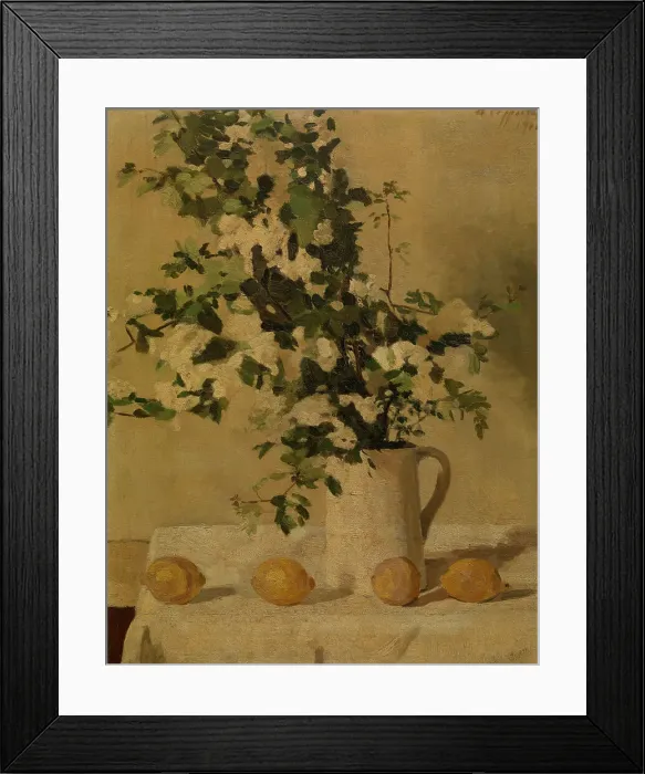 Framed Print : Flowers and Lemons, 1900. Creator: Alberic Coppieters Framed Print : Flowers and Lemons, 1900. Creator: Alberic Coppieters