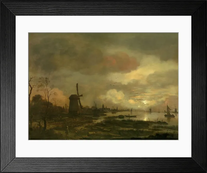Framed Print : Landscape by Moonlight, mid-17th century. Creator: Aert van der Neer Framed Print : Landscape by Moonlight, mid-17th century. Creator: Aert van der Neer