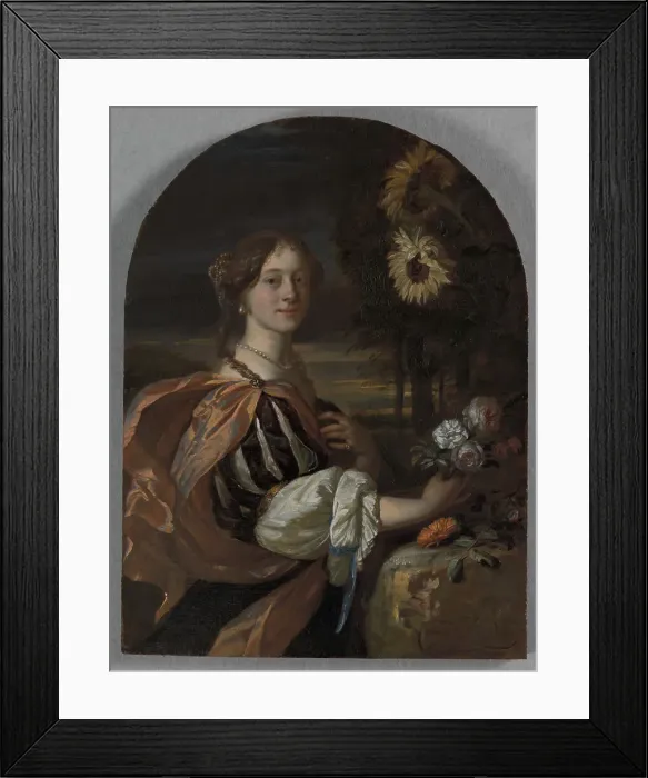 Framed Print : Catharina van Heemskerck with Sunflowers, late 17th-early 18th century. Creator: Carel de Moor Framed Print : Catharina van Heemskerck with Sunflowers, late 17th-early 18th century. Creator: Carel de Moor