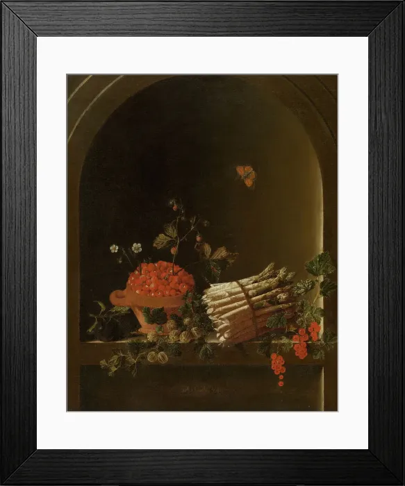 Framed Print : Still Life with Fruit and Asparagus, 1703. Creator: Adriaen Coorte Framed Print : Still Life with Fruit and Asparagus, 1703. Creator: Adriaen Coorte