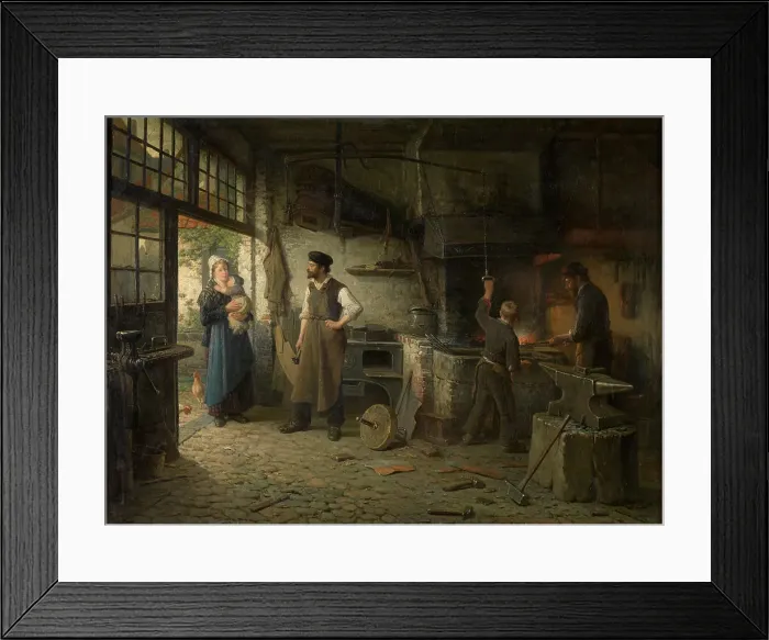 Framed Print : The Shoeing-Smith, 1878. Creator: Adrien de Braekeleer Framed Print : The Shoeing-Smith, 1878. Creator: Adrien de Braekeleer
