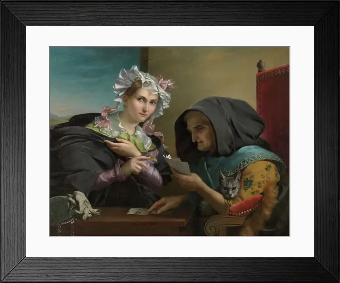 Framed Print : The Fortune Teller, 1828. Creator: Marie Adelaide Kindt Framed Print : The Fortune Teller, 1828. Creator: Marie Adelaide Kindt